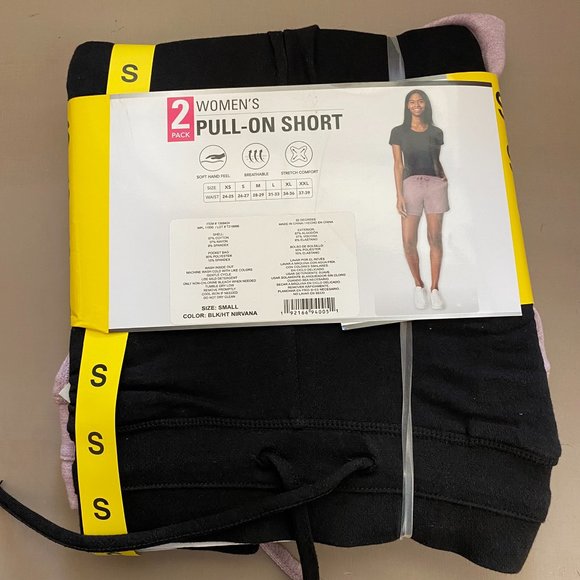 32 Degrees Women Shorts Small 2-Pack Cool Pull On Black Blush Soft Stretch New - Picture 3 of 4